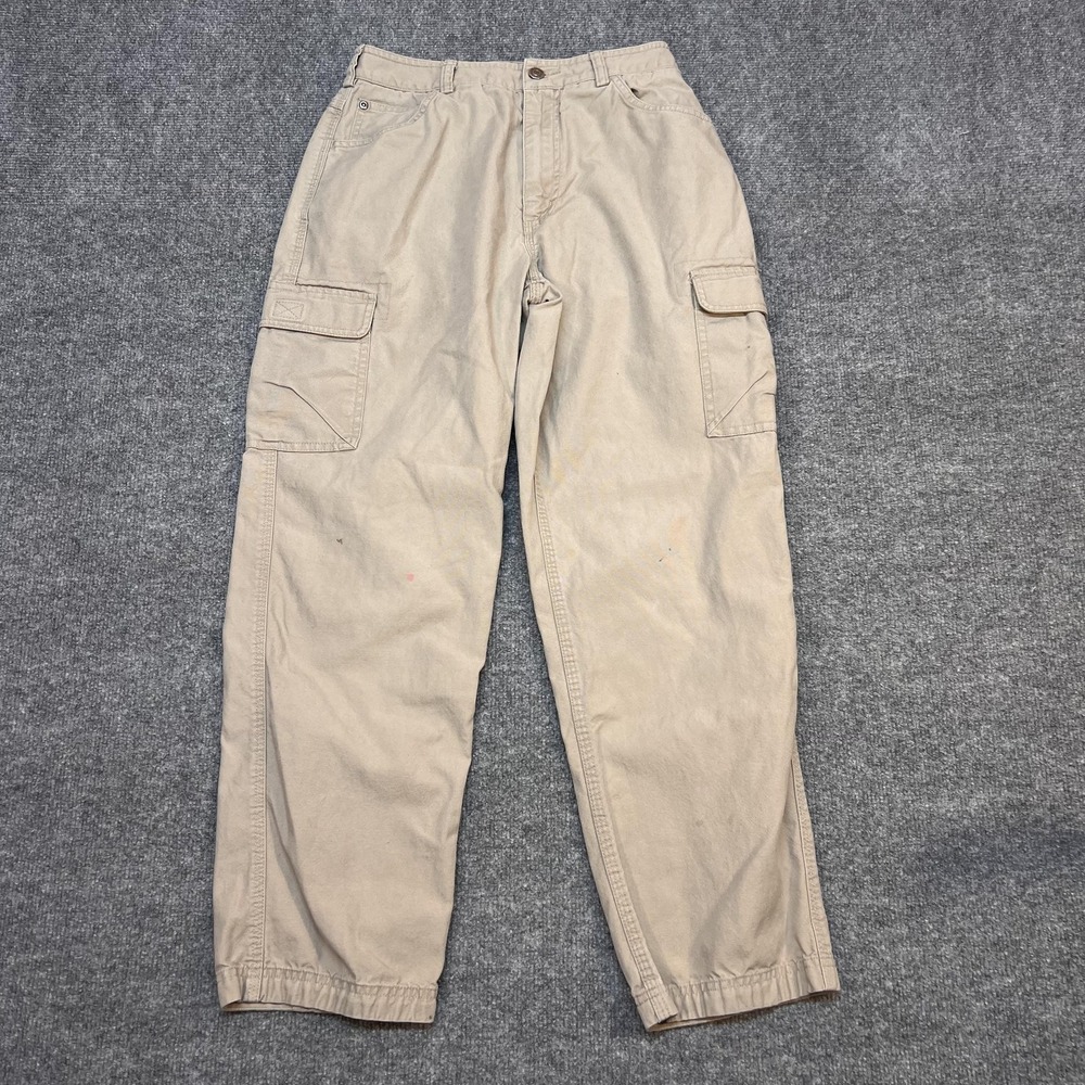 Duluth Trading Co Pants Womens 4 Beige Canvas Cargo Relaxed Workwear Casual